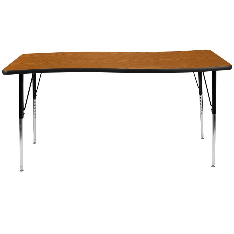 Flash Furniture Goddard 28"W x 47.5"L Rectangular Wave Collaborative Grey Adjustable Height Activity Table
