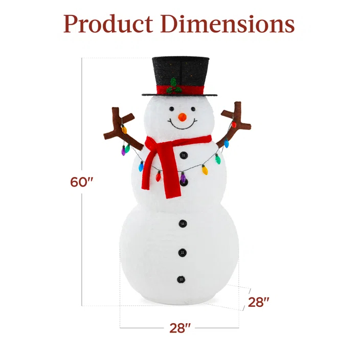 The Holiday Aisle® The Holiday Aisle® 5Ft Lighted Pop-Up Snowman, Outdoor Christmas Holiday Decoration W/ 200 LED Lights, Hat, Scarf