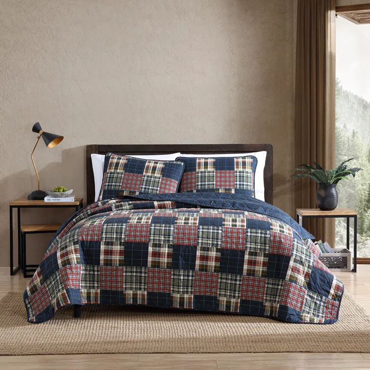 Eddie Bauer Eddie Bauer Madrona Blue Cotton Reversible Quilt Set