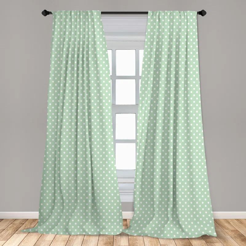 Mint Polka Dot Semi-Sheer Rod Pocket Curtain Panels (Set of 2)