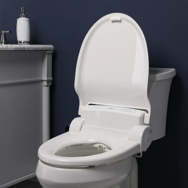 Bio Bidet by BEMIS 7ZBB1000R DRY BB1000 Round Bidet Toilet Seat, Electric, Warm Water with Air Dryer + 6 Bidet Towels