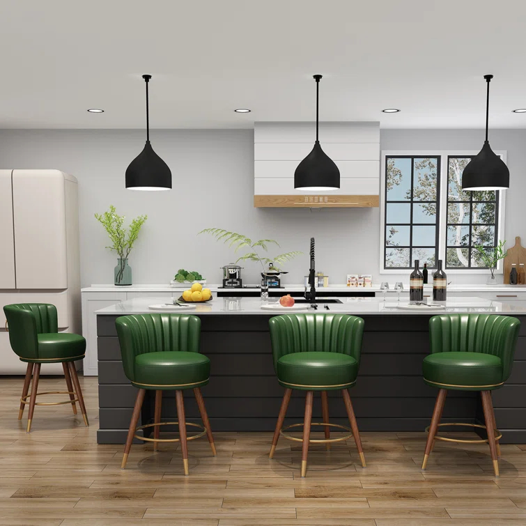 Everly Quinn Anneli Swivel 24'' Swivel Counter Height Bar Stools Counter Stools for Kitchen Island