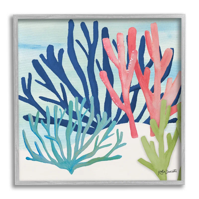 Stupell Industries " Underwater Sea Life Blue Pink Ocean Coral Reef " by Katie Doucette