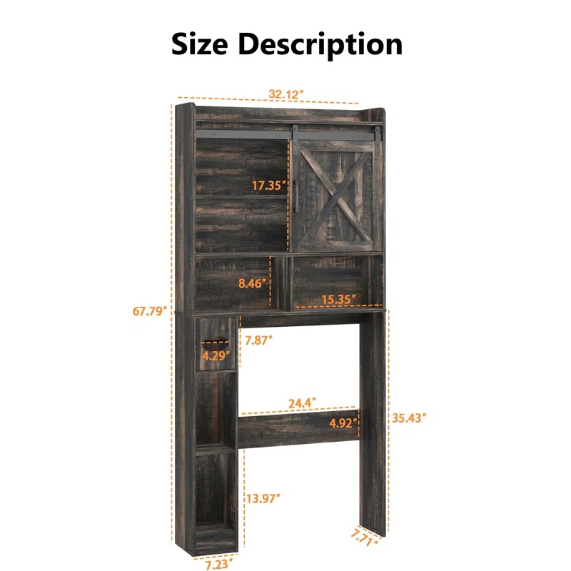 Gracie Oaks The Toilet Storage Cabinet, Farmhouse Storage Cabinet Over Toilet with 2 Barn Doors