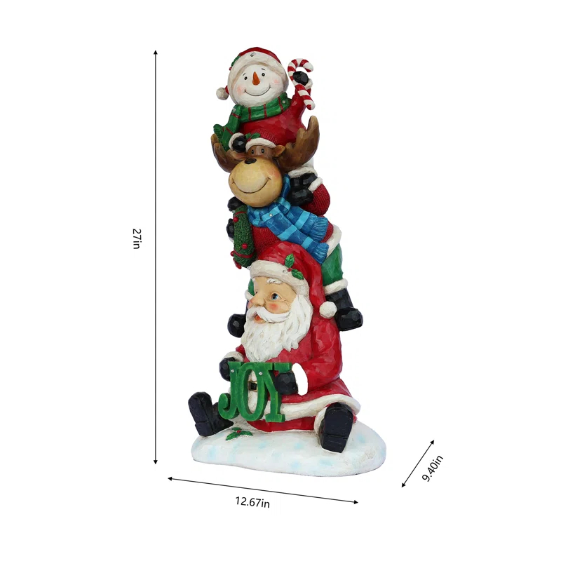 Stacking Snowman Elk Santa Christmas Decoration with LED Lights Battery Operated Indoor Use Only