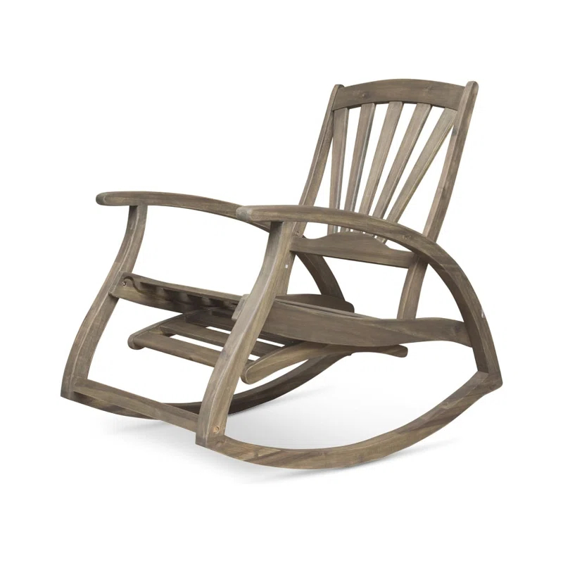 Highland Dunes Outdoor Cathleen Rocking  Solid Wood Chair