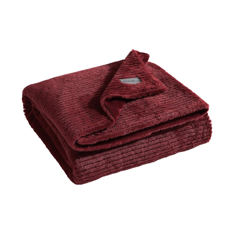 Eddie Bauer Eddie Bauer Ribbed Textured Stripe Solid Plush Throw Blanket