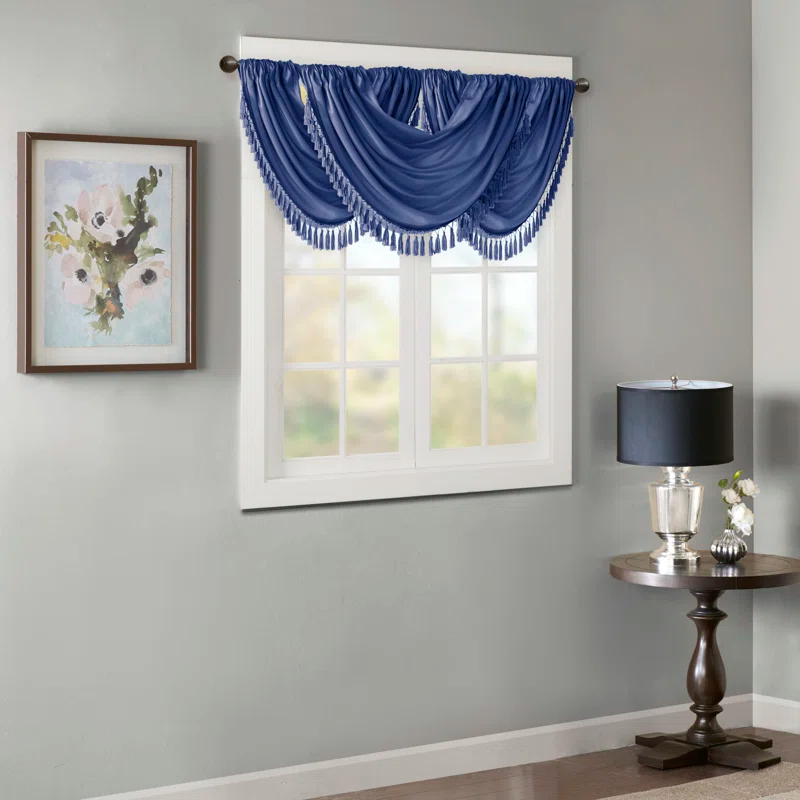 Madison Park Elena Faux Silk Waterfall Embellished 38'' W Window Valance