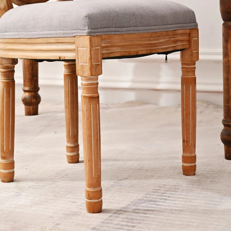 2PC French Country Dining Chairs with Round Back,Solid Wood Legs, Accent Side Chairs