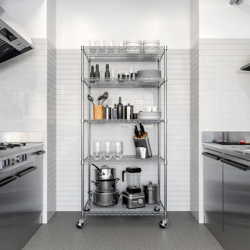 Seville Classics 36'' W 5-Tier NSF-Certified Steel Shelving with Wheels