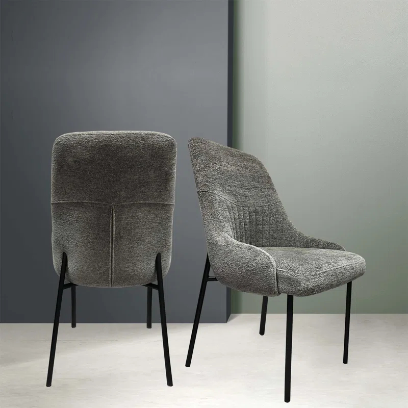 New Spec Inc 18'' H Fabric Upholstered Metal Side Chair (Set of 2)