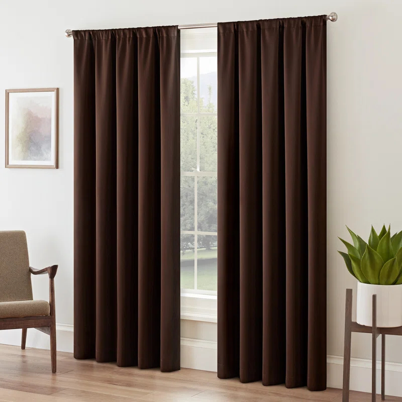 Eclipse Tricia Solid Curtain Panel, Room Darkening Rod Pocket Curtain Thermapanel (1 Panel)