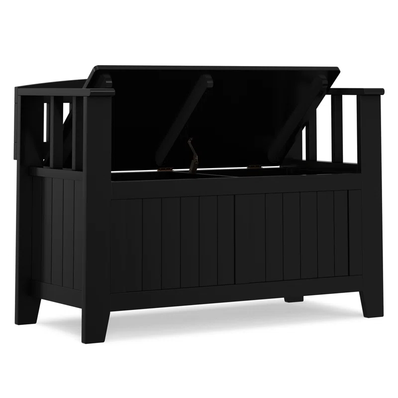 Simpli Home Acadian Solid Wood Entryway Storage Bench with Lift-Top Lid and Dual Compartments