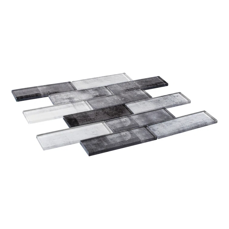 Andova Migdal 2'' x 6'' Glass Brick Joint Mosaic Kitchen Backsplash, Bathroom, Shower, Wall and Floor Tile
