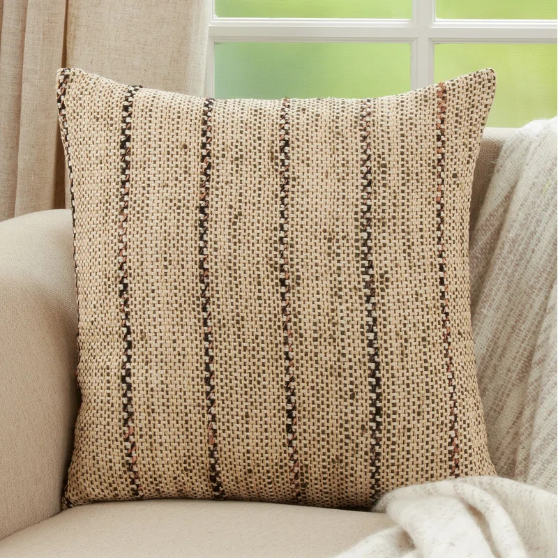 Saro Hugh Collection Striped Cotton Throw Pillow