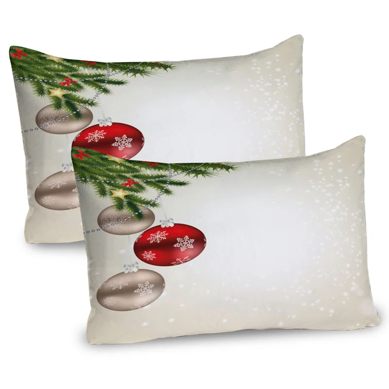 Ambesonne Ambesonne Christmas Pillow Sham 2 Pack Tree Beige Red Green