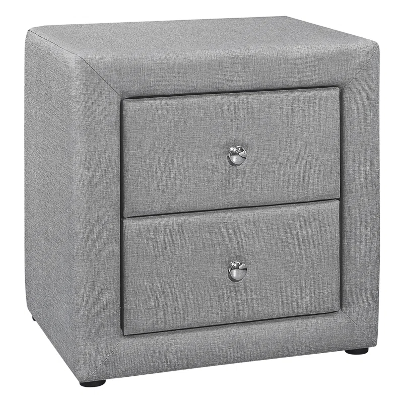 Mercer41 Nightstand, Nightstand, End, Side, Lamp, Storage Drawer, Bedroom, Upholstered, Linen Look, Transitional