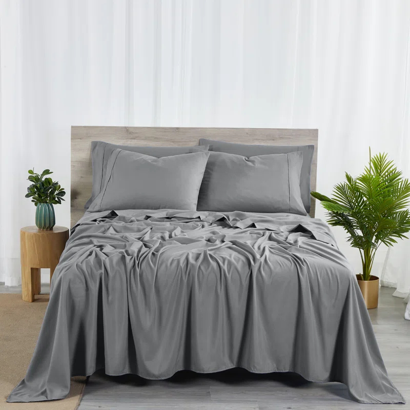 Bed Bath Fashions Bibb Home 2000 Count 6-Piece Rayon From Bamboo Sheet Set with Snug Grip