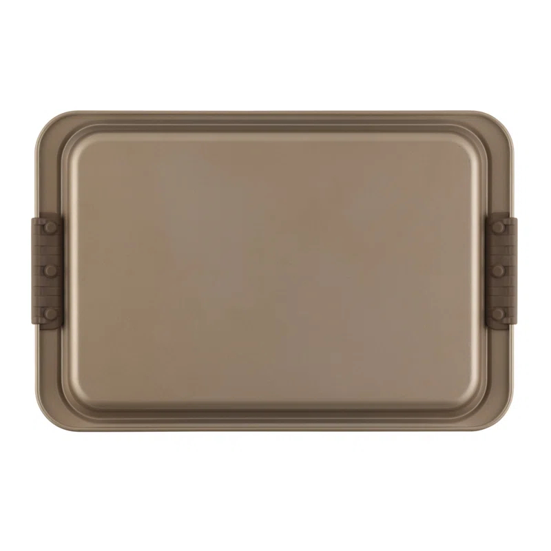 Anolon Advanced Bakeware Nonstick Cookie Sheet Pans / Baking Set, 2-Piece, Bronze with Silicone Grips