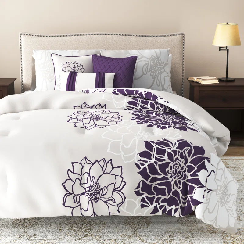 Madison Park Lola 7 Piece Floral Cotton Comforter Set