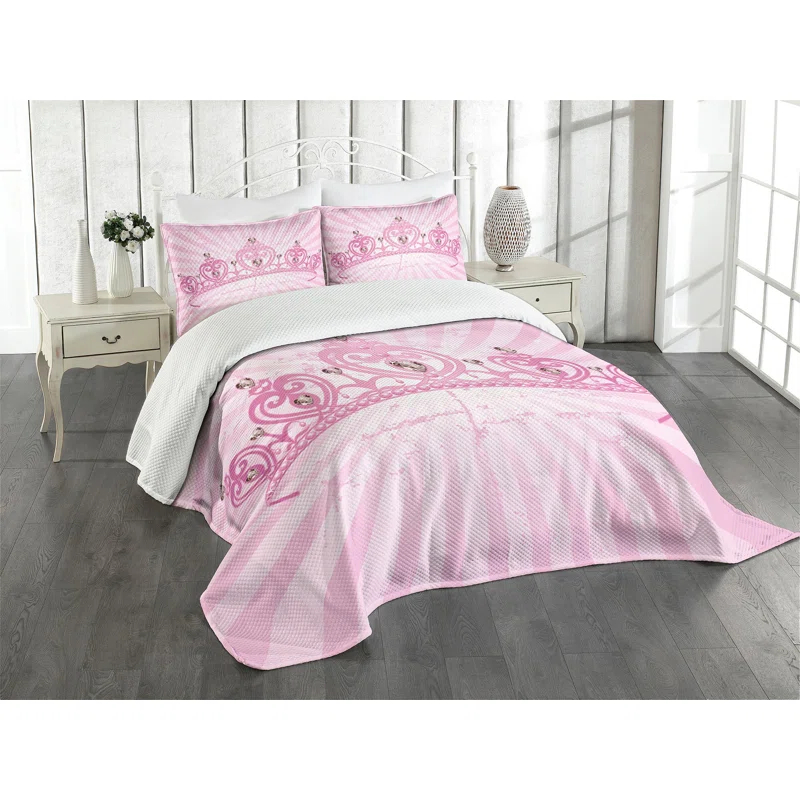 Ambesonne Ambesonne Girls Bedspread Set Pink Cartoon Pink Pale Pink