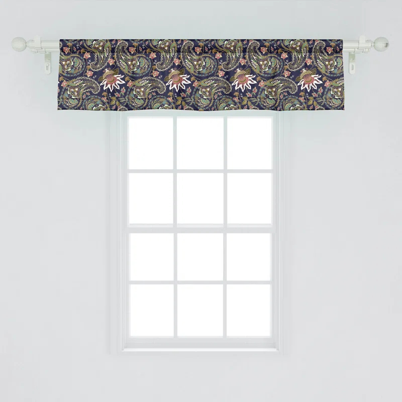 Ambesonne Jacobean Valance Pack of 2 Paisley Indigo Multicolor