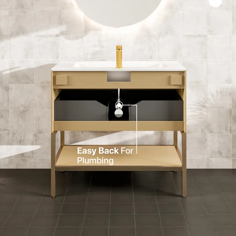 Eviva Lina 35'' Single Bathroom Vanity with Solid Surface Top