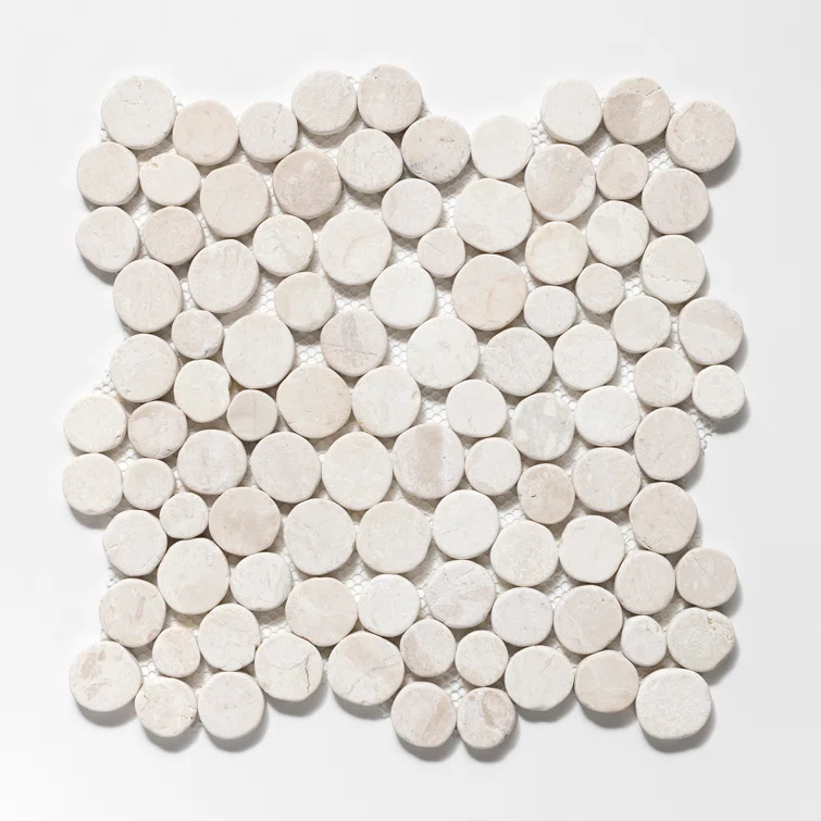 Cruz Bay Studio 11.5" x 11.5" Random Sized Natural Stone Penny Round Mosaic Wall & Floor Tile