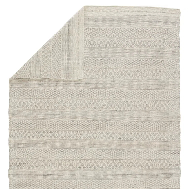 Gingham Geometric Handwoven Indoor/ Outdoor Area Rug in Cream