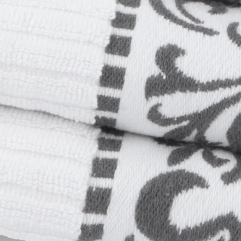 Superior Athens Cotton Medium Weight Floral Border Greek Key Trim 8 Piece Assorted Towel Set by Superior
