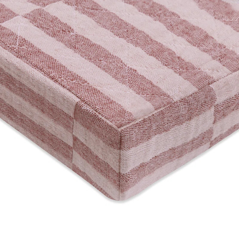 babyletto Maroon Stripe Quilted Muslin Changing Pad Cover