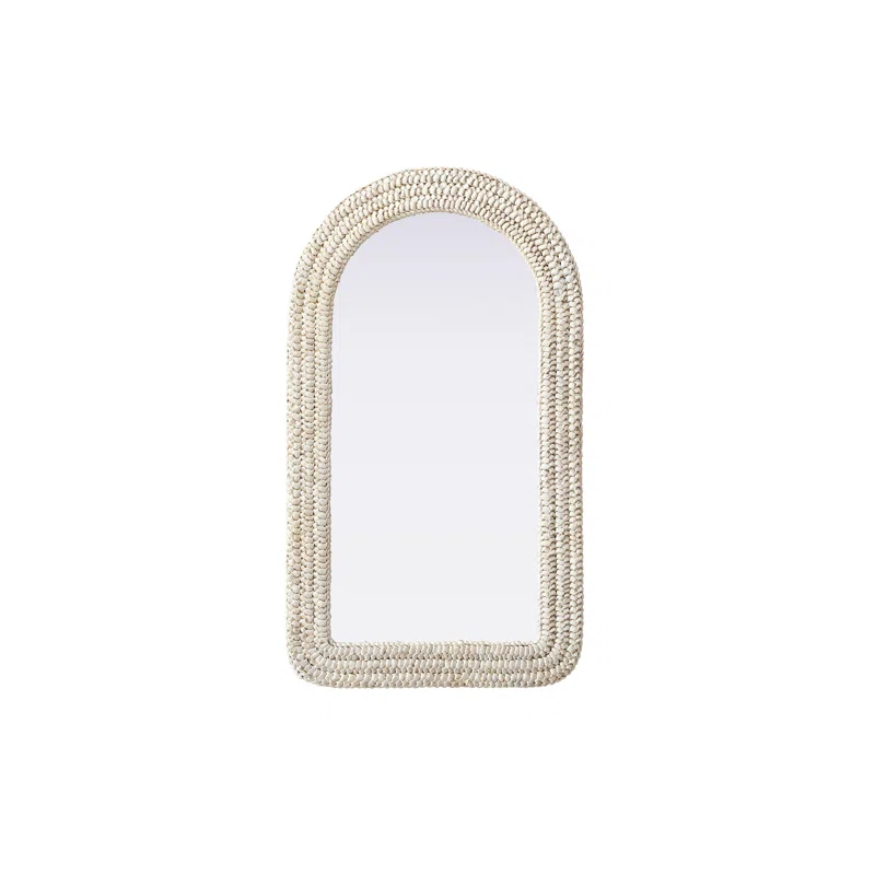 Beachcrest Home™ Dennard Arch Cornhusk Mirror in Linen White