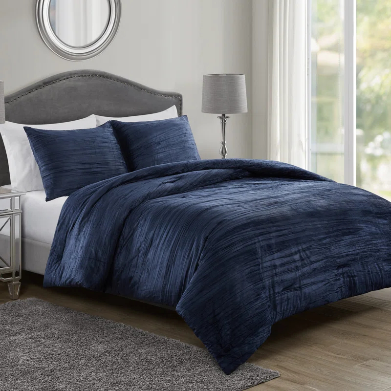Tahari Zadie 3-Piece Soft Crinkle Velvet Comforter Set