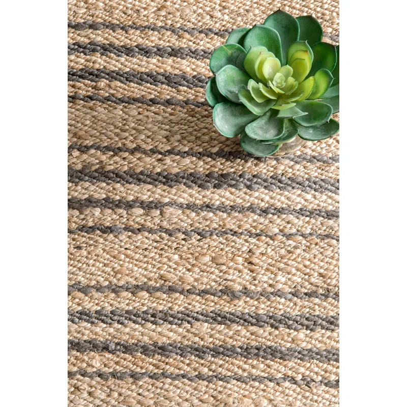 Beachcrest Home™ Natural Sycamore Striped Jute Area Rug