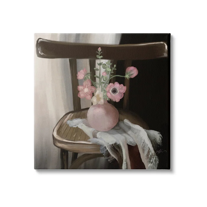 Stupell Industries " Serene Pink Flower Vase Arrangement Still Life " by Elizabeth Medley Painting Print