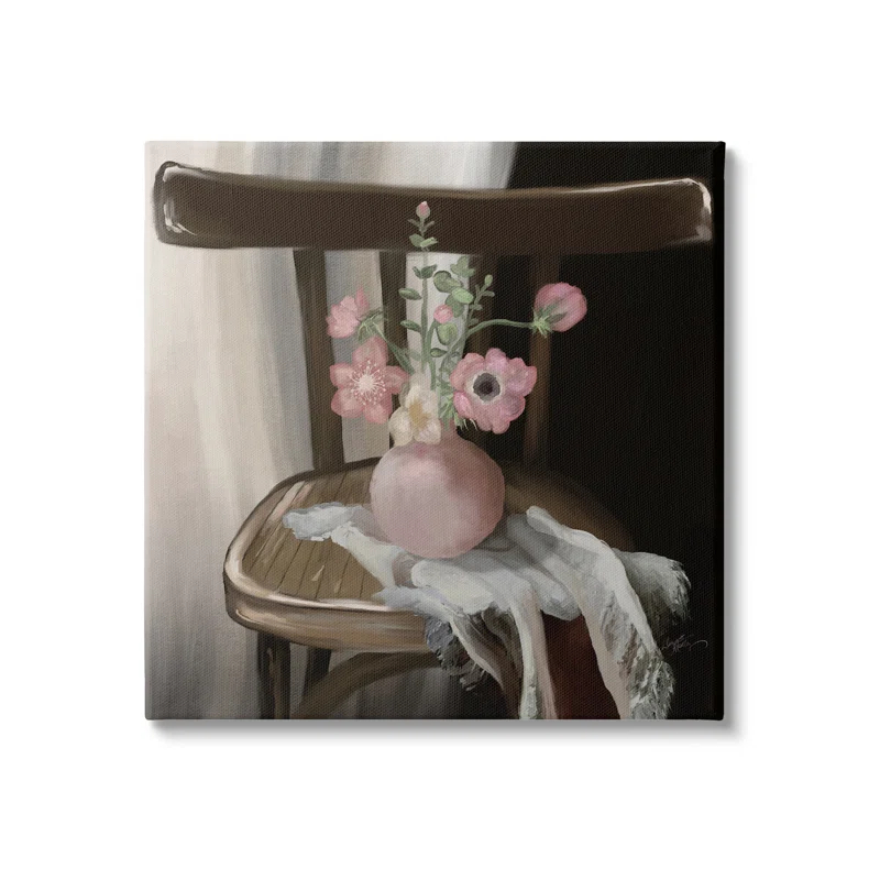 Stupell Industries " Serene Pink Flower Vase Arrangement Still Life " by Elizabeth Medley Painting Print