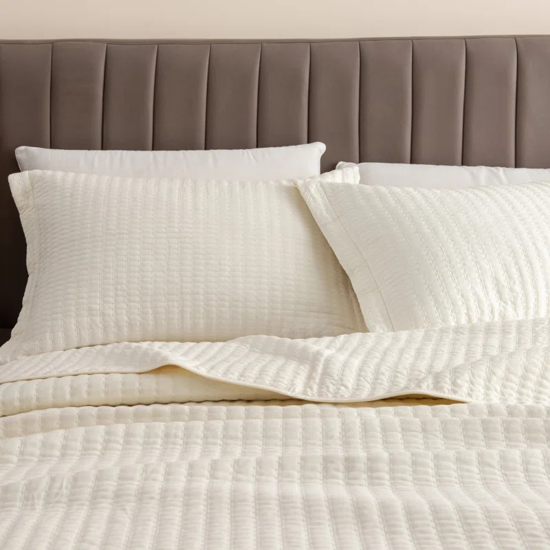 FreshFolds Modern & Contemporary Stripe Stitched Quilt Set with Shams