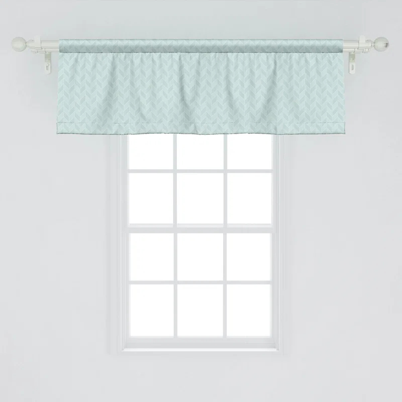 Ambesonne Ambesonne Geometric Valance Pack of 2 Pastel Monochrome Zigzags Pale Seafoam and White