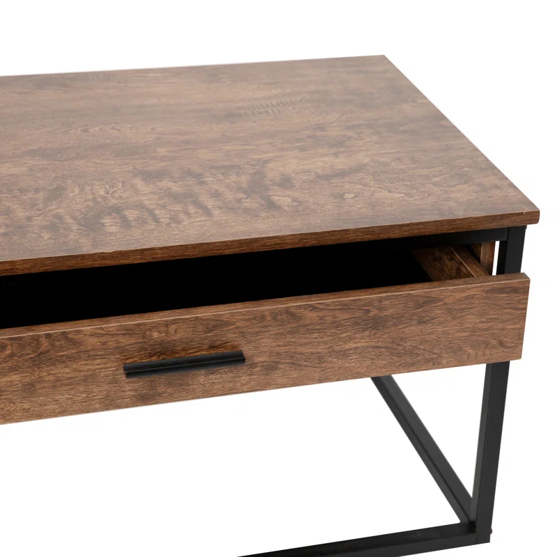 Flash Furniture 2 Piece Modern Nesting Coffee Table Set with Storage Drawer and Sled Base Metal Frames