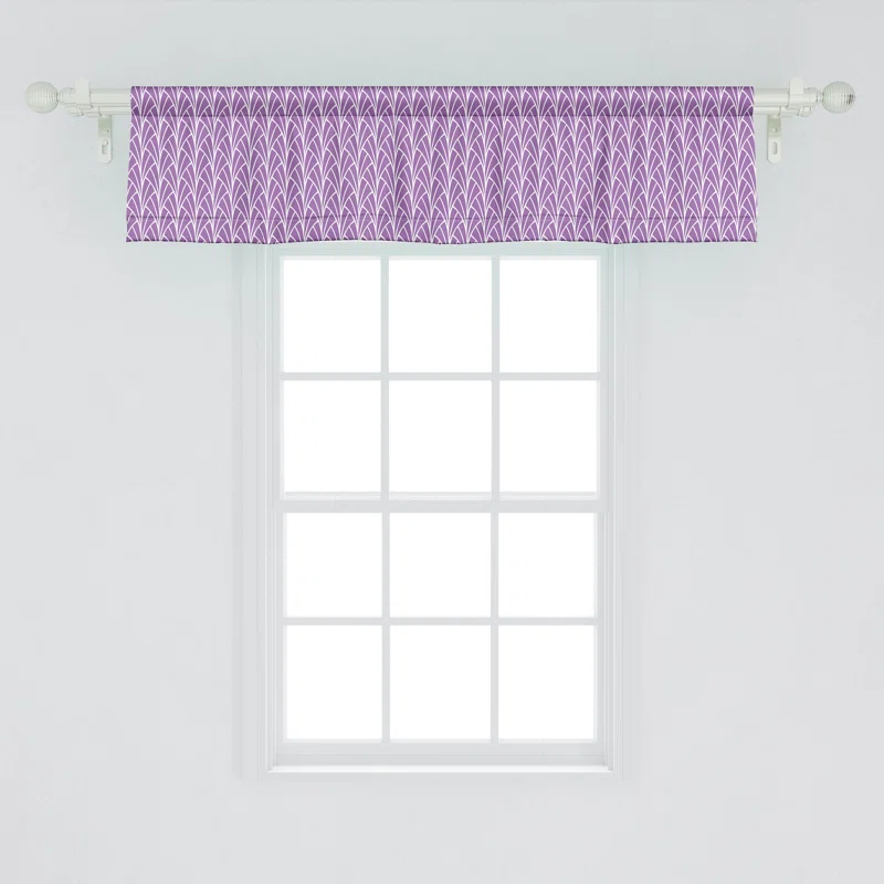 Ambesonne Art Nouveau Valance Pack of 2 Abstract Floral Retro Violet White