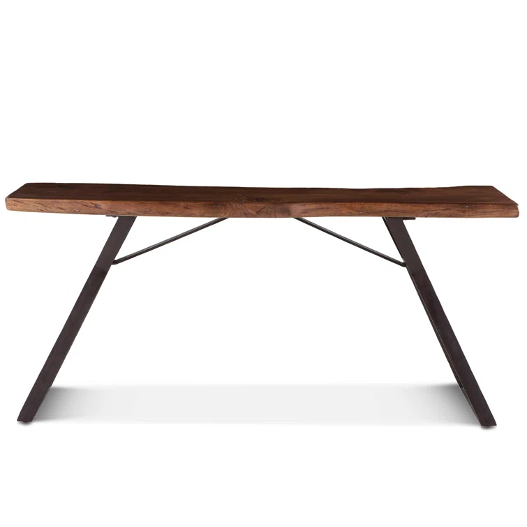Nottingham Acacia Walnut Console Table with Distressed Metal Base