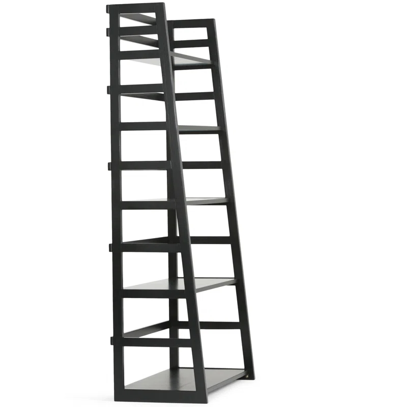 Simpli Home Acadian 30"W Solid Wood 5 Shelf Ladder Bookcase with Open Shelves