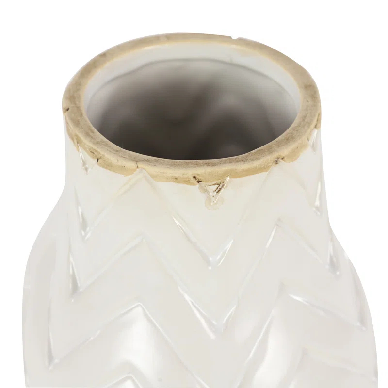 Porcelain Ceramic Decorative Vase with Brown Base