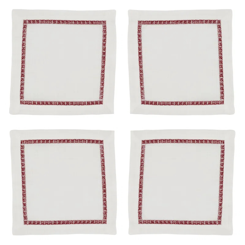 Saro Mayer Collection Polyester Embroidered Square Napkin (Set of 4)