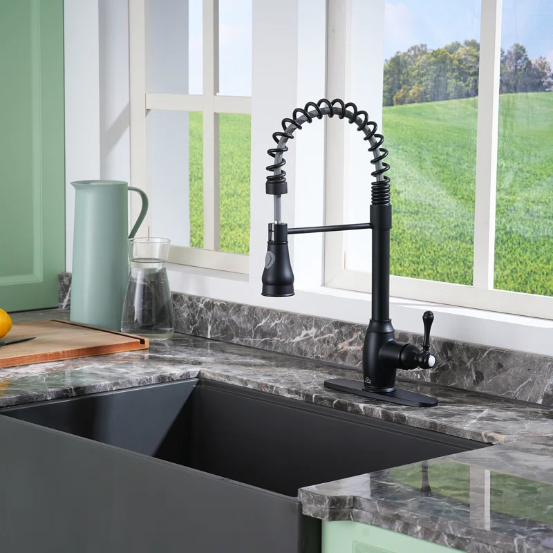 CASAINC 1.8 GPM Single-Handle Spring Pull-Down Kitchen Faucet Single Hole Faucet