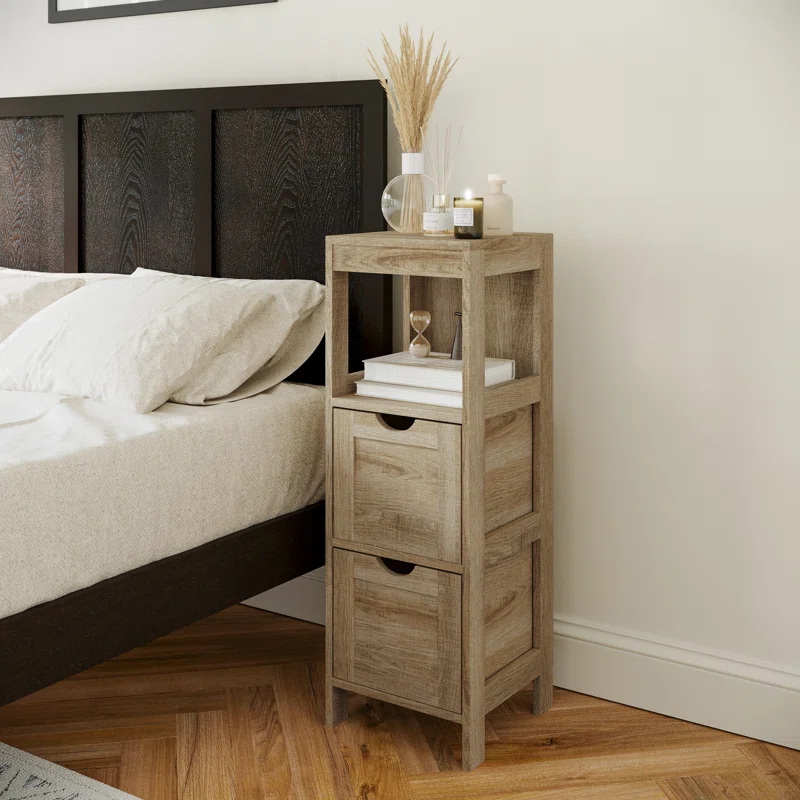 Flash Furniture Dune Farmhouse Bathroom Storage Organizer with Drawers and Open Shelf