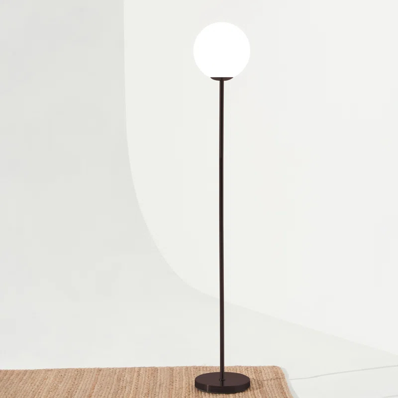 Luna 65 in. Modern LED Energy Efficient Floor Lamp with Frosted Glass Globe Shade