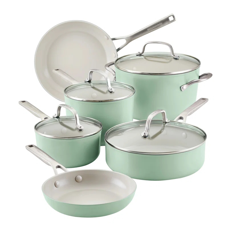 KitchenAid ® Pistachio Hard-Anodized Ceramic Non-Stick 10-Piece Cookware Set