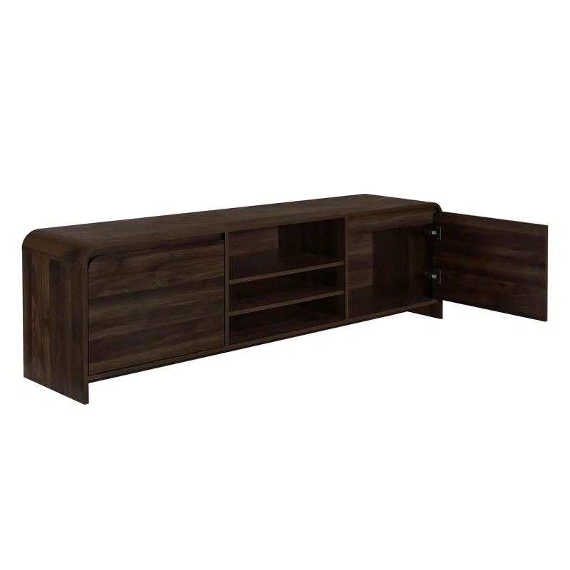 Benjara Maria TV Stand Media Cabinet, 2 Drawer And Shelves, Wood 71 Inch