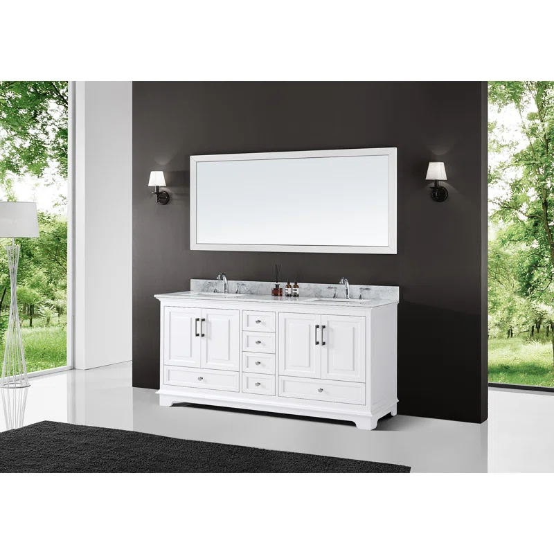 72'' Double Bathroom Vanity with Carrara Marble Top